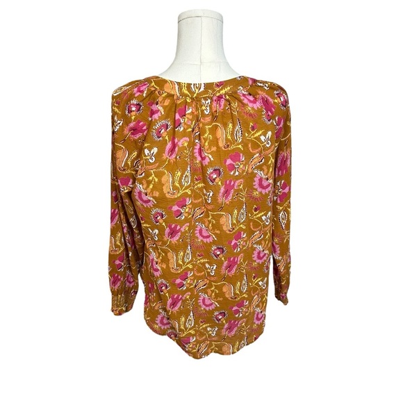 Xirena Sunset Estey Blouse Long Sleeve Camel Tan Floral Cotton Size Medium Boho - Picture 4 of 11